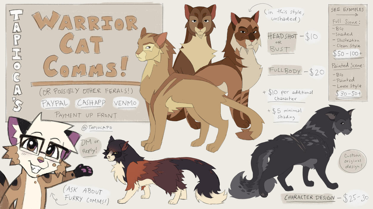 Warrior cat commissions sheet